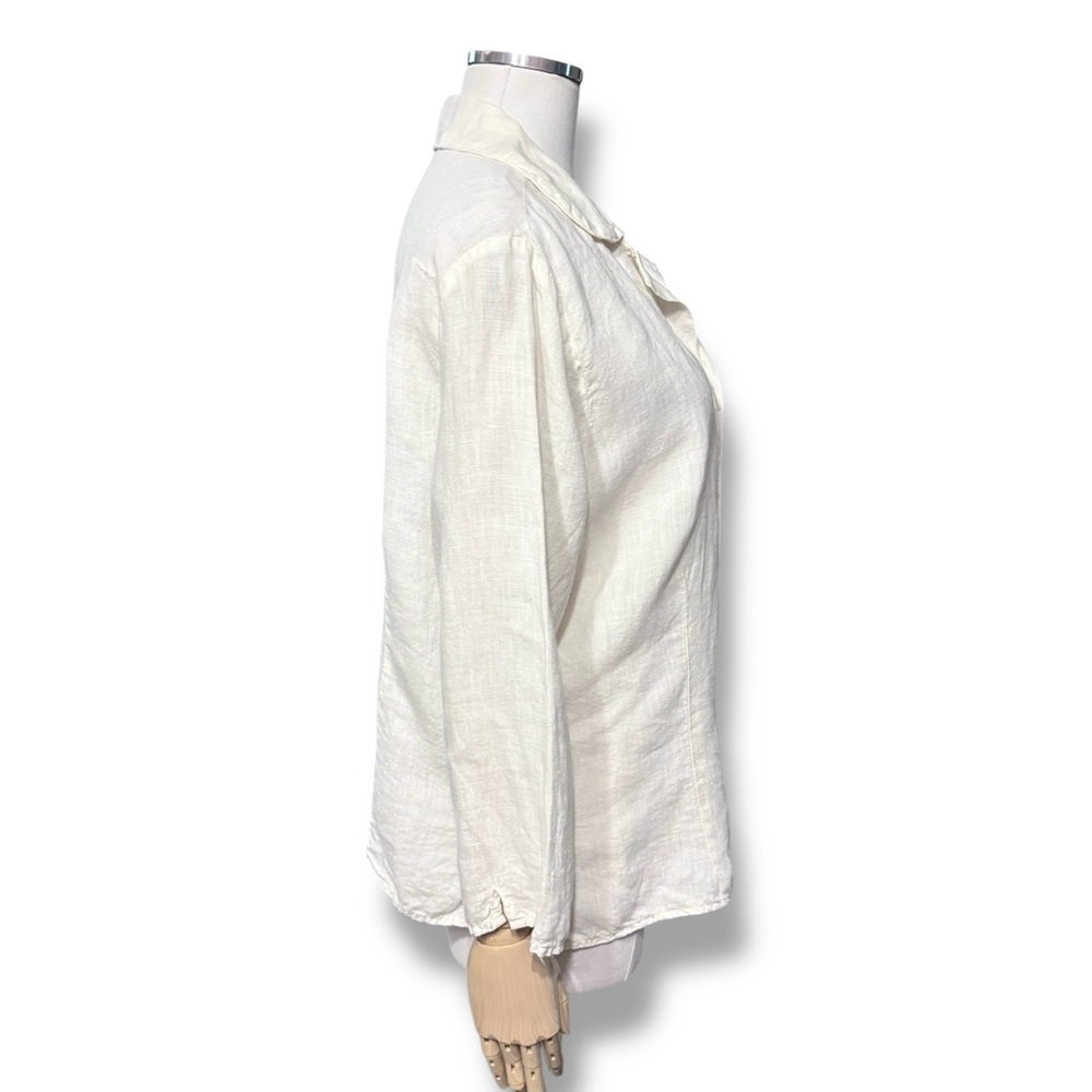 CP SHADES Ivory Linen Button Front Shirt VINTAGE - Picture 2 of 10